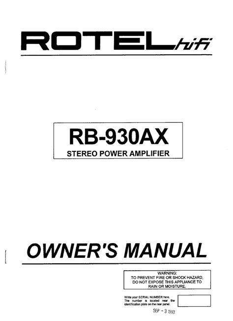 Rotel RB930AX Manual pdf